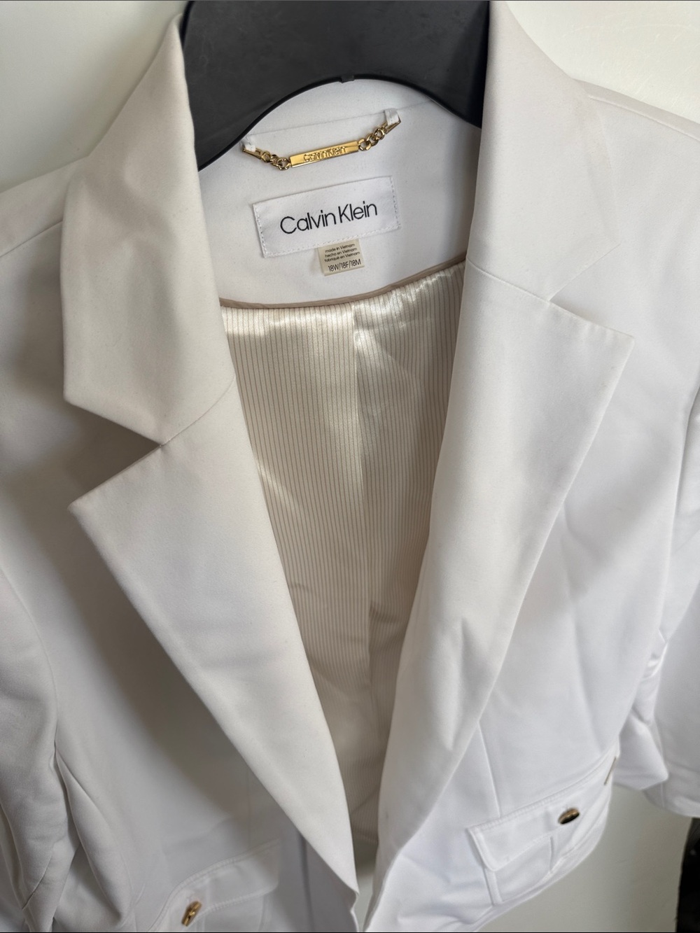 Calvin Klein White Single-Button Blazer Jacket - Picture 2 of 4